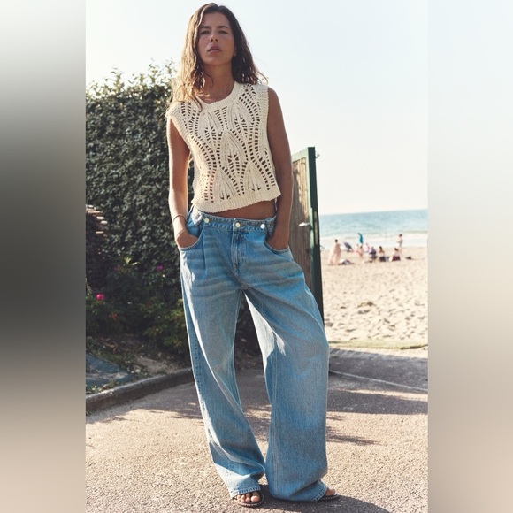 NWT ZARA MID-RISE Z1975 WIDE LEG JEANS 28 (US 6) - Picture 6 of 6